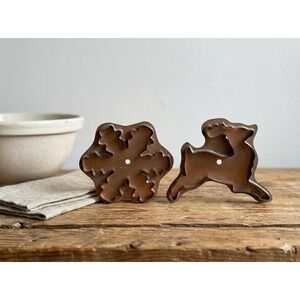Vintage Martha Stewart Copper Cookie Cutter Set Prancing Reindeer Snowflake